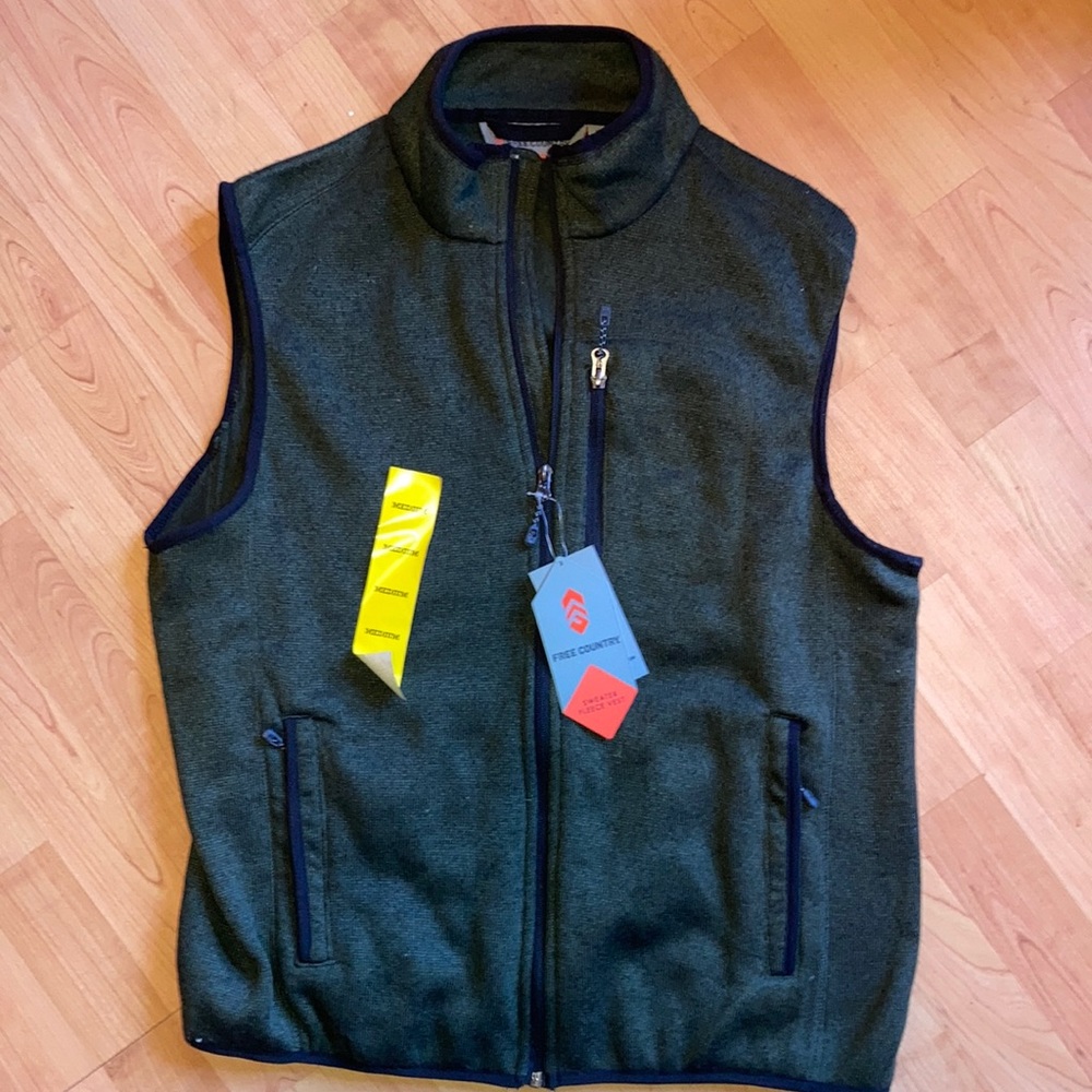NWT Sweater Fleece Vest M Free Country Tweed